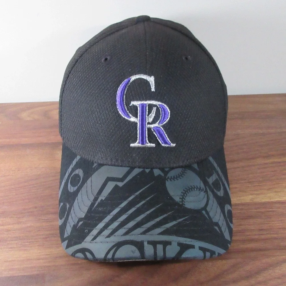 Colorado Rockies Hat Cap‎ Black New Era Fitted Small Medium MLB Baseball